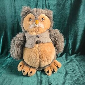 Dakin 1986 Wise Professor Owl Plush with Glasses & Vest 13"